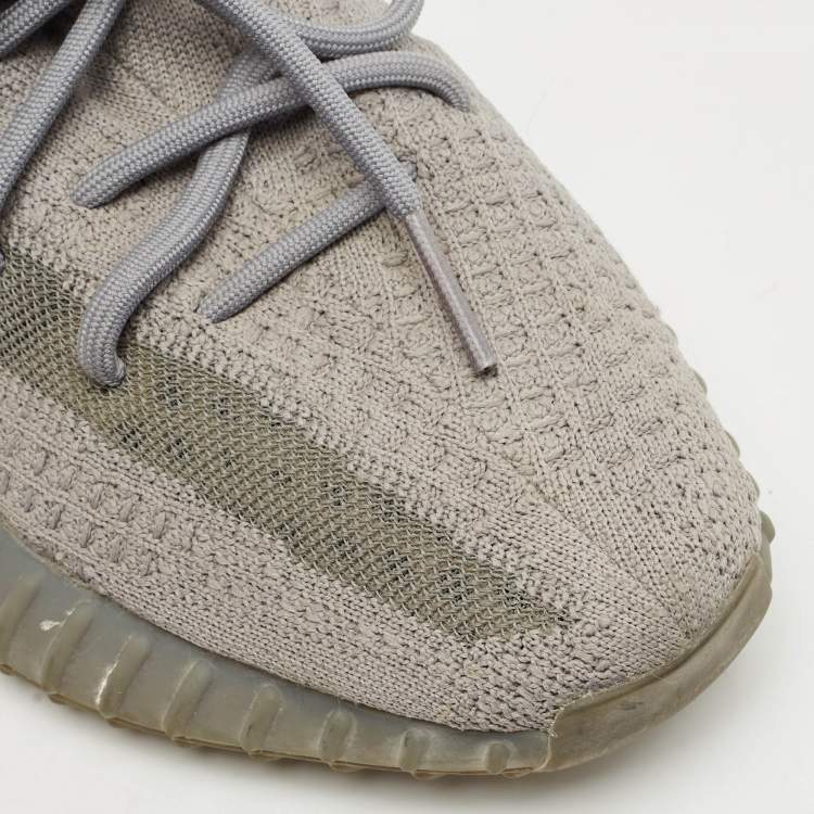 Pre Owned Yeezy x Adidas Grey Knit Fabric Boost 350 V2 Steel Grey Sneakers Size 40