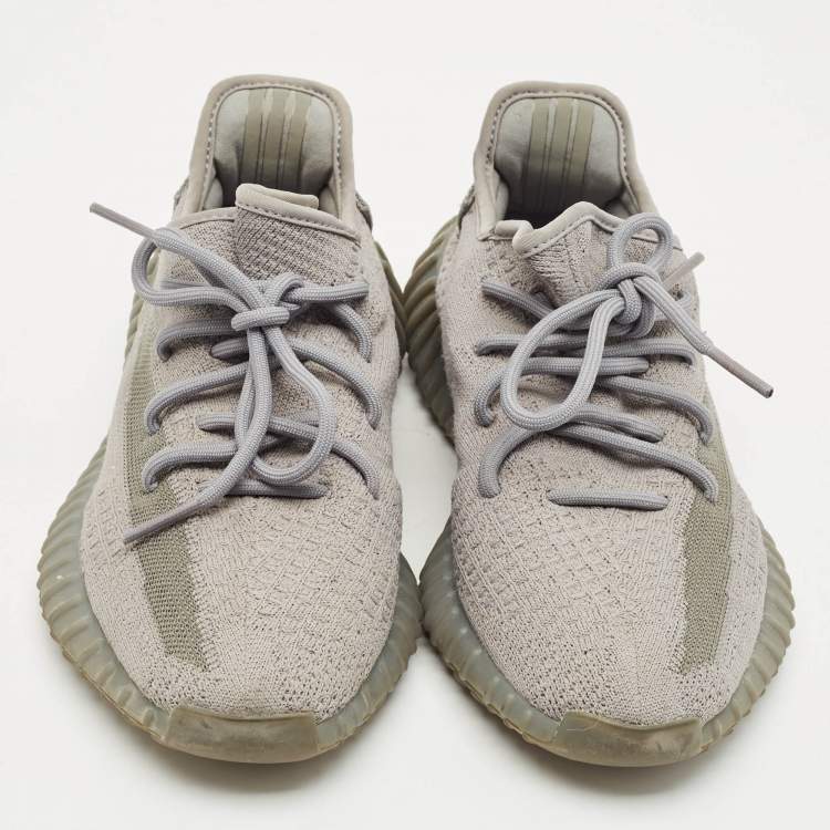 Pre Owned Yeezy x Adidas Grey Knit Fabric Boost 350 V2 Steel Grey Sneakers Size 40