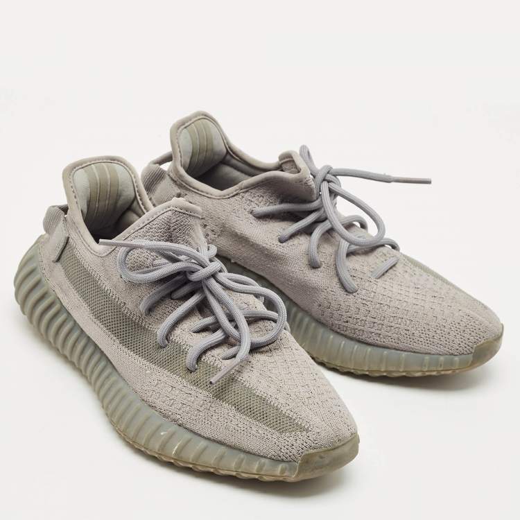 Pre Owned Yeezy x Adidas Grey Knit Fabric Boost 350 V2 Steel Grey Sneakers Size 40