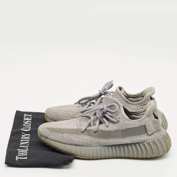 Pre Owned Yeezy x Adidas Grey Knit Fabric Boost 350 V2 Steel Grey Sneakers Size 40