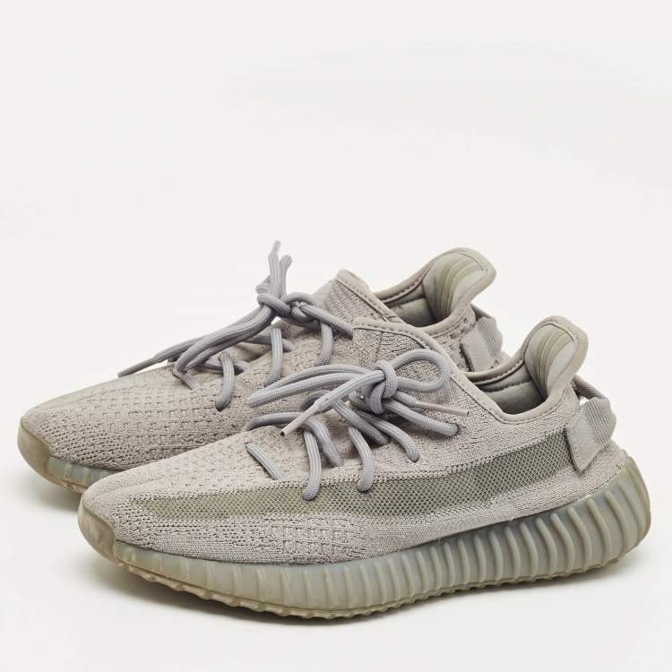Pre Owned Yeezy x Adidas Grey Knit Fabric Boost 350 V2 Steel Grey Sneakers Size 40