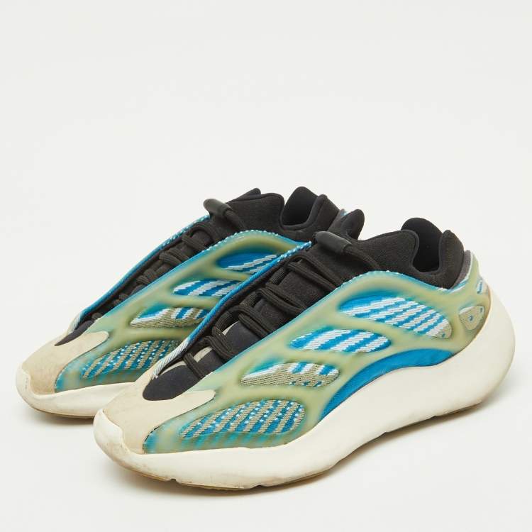 Pre Owned Yeezy x Adidas Blue/White Mesh and Rubber Boost 700 V3 Arzareth Sneakers Size 38