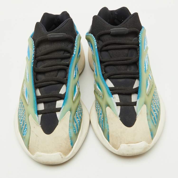 Pre Owned Yeezy x Adidas Blue/White Mesh and Rubber Boost 700 V3 Arzareth Sneakers Size 38