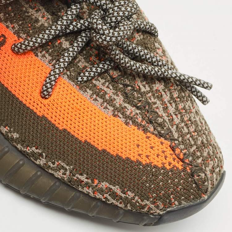 Pre Owned Yeezy x Adidas Grey Knit Fabric Boost 350 V2 Carbon Beluga Sneakers Size 36 2/3