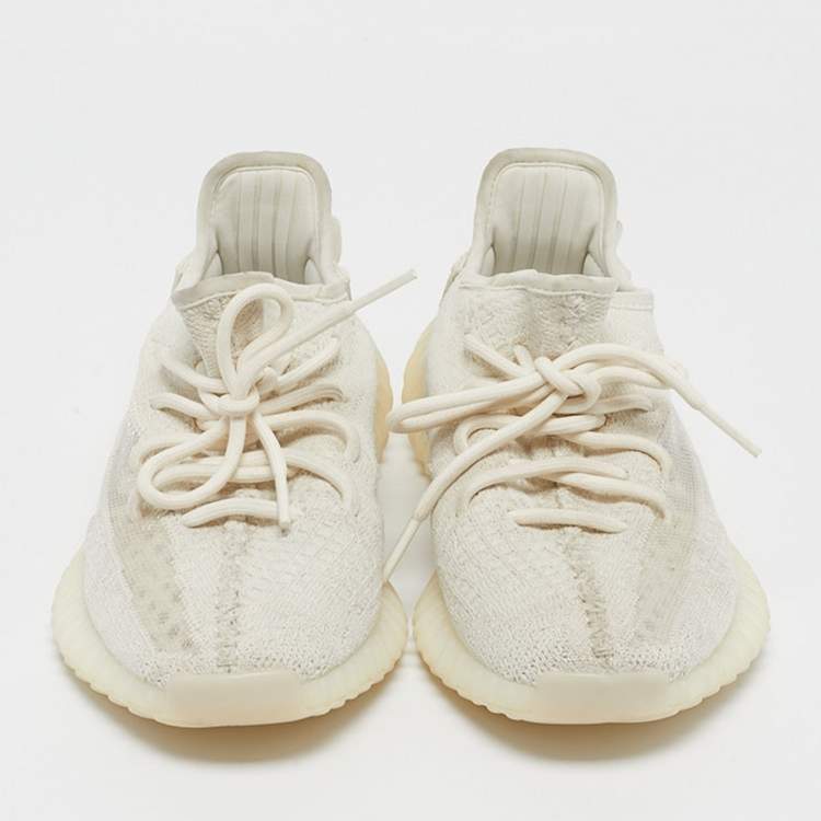 Pre Owned Yeezy x Adidas White Knit Fabric Boost 350 V2 Bone Sneakers Size 40