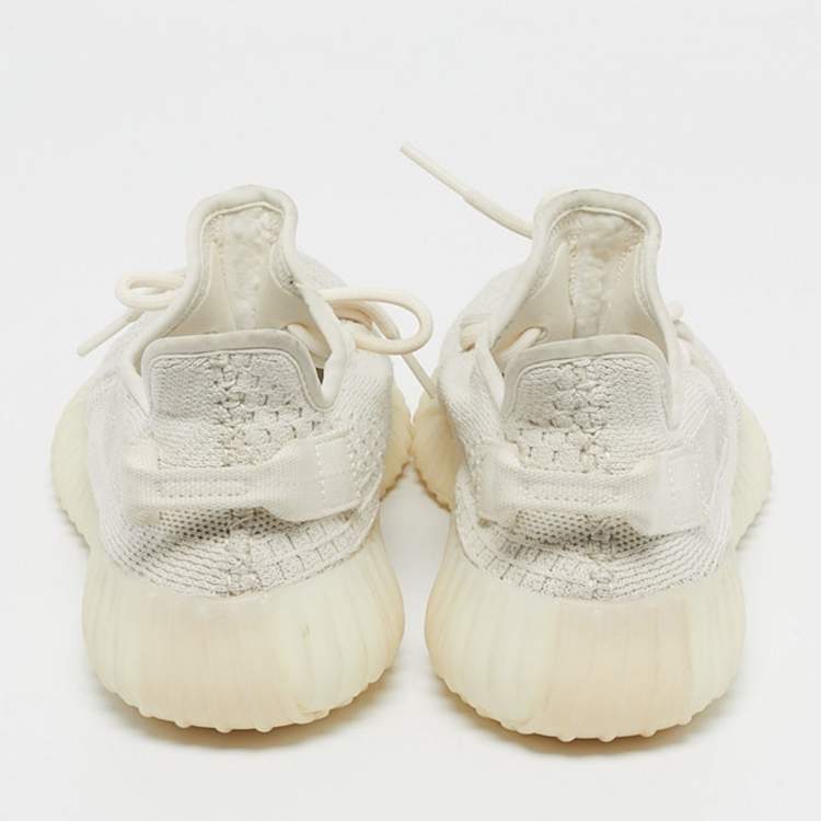 Pre Owned Yeezy x Adidas White Knit Fabric Boost 350 V2 Bone Sneakers Size 40