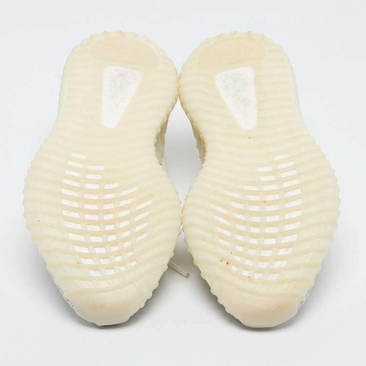 Pre Owned Yeezy x Adidas White Knit Fabric Boost 350 V2 Bone Sneakers Size 40