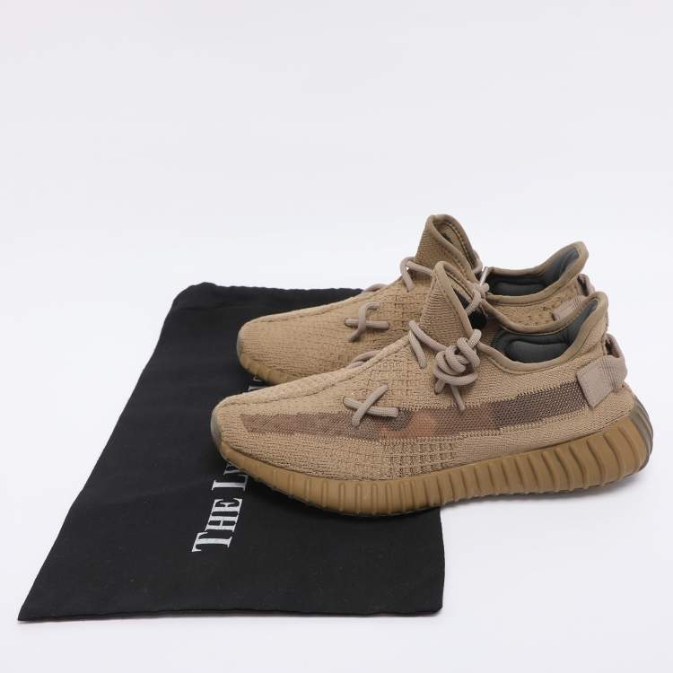 Pre Owned Yeezy x Adidas Brown Knit Fabric Boost 350 V2 Earth Sneakers Size 40