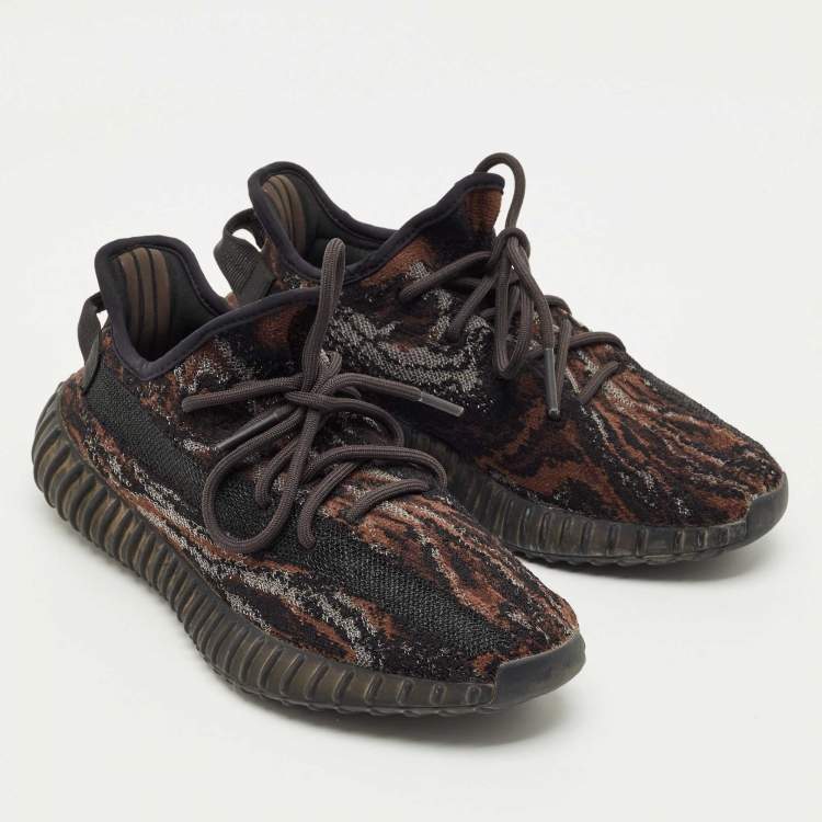 Pre Owned Yeezy x Adidas Brown Knit Fabric Boost 350 V2 MX Rock Sneakers Size 40