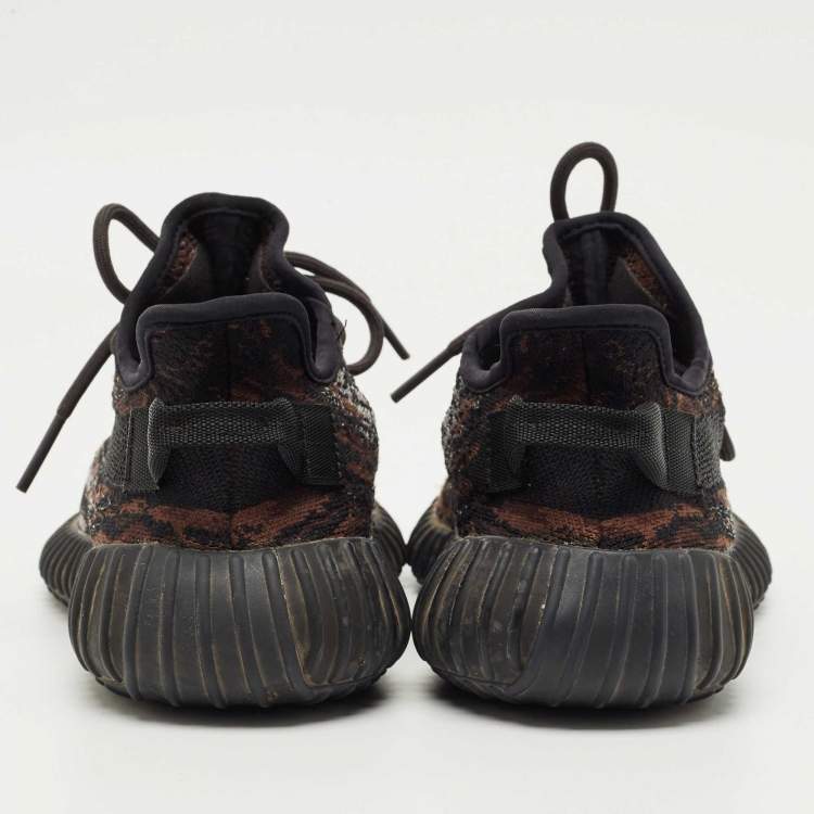 Pre Owned Yeezy x Adidas Brown Knit Fabric Boost 350 V2 MX Rock Sneakers Size 40