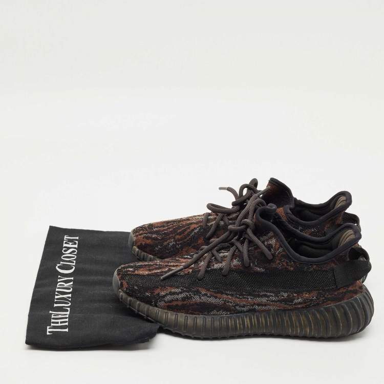 Pre Owned Yeezy x Adidas Brown Knit Fabric Boost 350 V2 MX Rock Sneakers Size 40