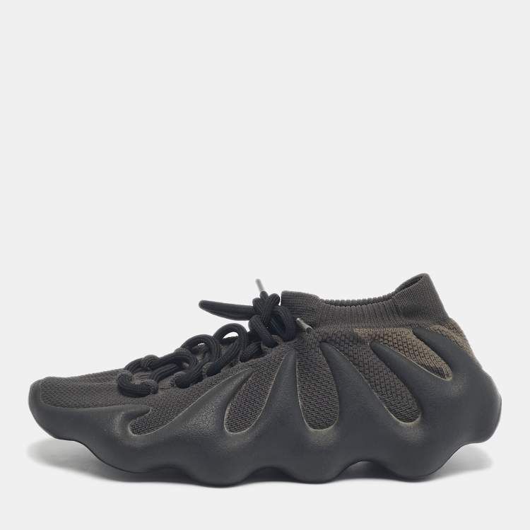 Pre Owned Yeezy x Adidas Black/Brown Mesh and Rubber 450 Lace Up Sneakers Size 38