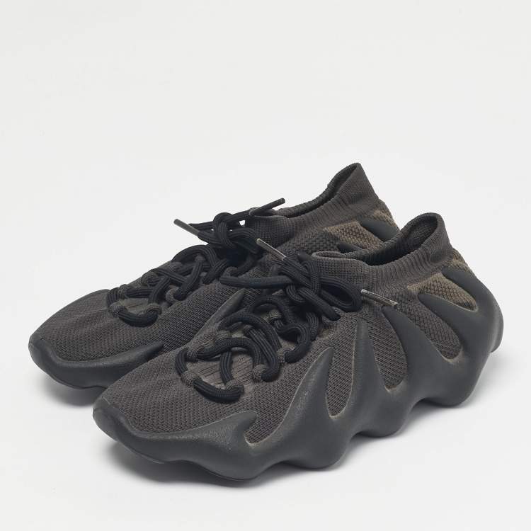 Pre Owned Yeezy x Adidas Black/Brown Mesh and Rubber 450 Lace Up Sneakers Size 38