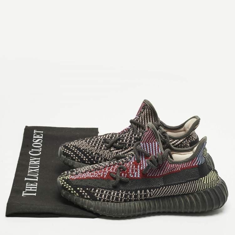 Pre Owned Yeezy x Adidas Multicolor Knit Fabric Boost 350 V2 Lace Up Sneakers Size 37.5