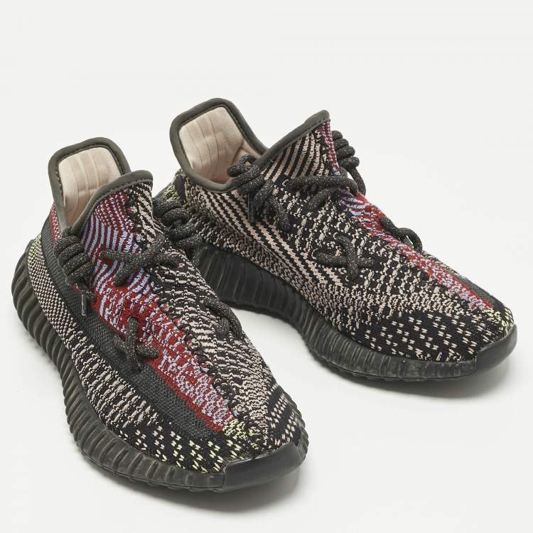Pre Owned Yeezy x Adidas Multicolor Knit Fabric Boost 350 V2 Lace Up Sneakers Size 37.5