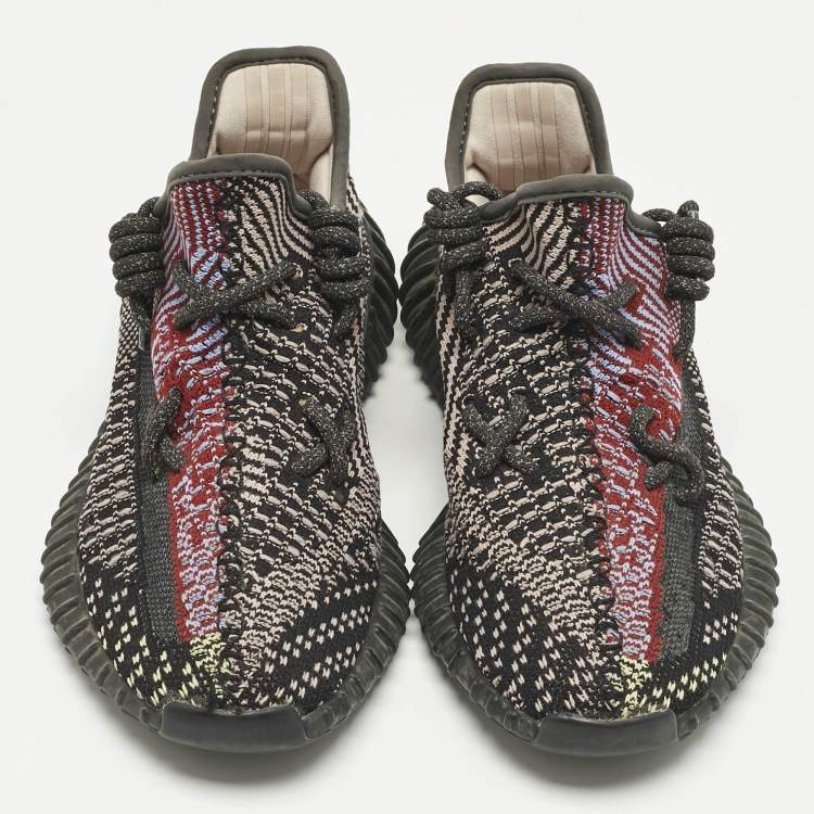 Pre Owned Yeezy x Adidas Multicolor Knit Fabric Boost 350 V2 Lace Up Sneakers Size 37.5