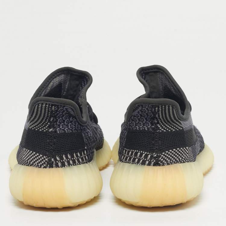 Pre Owned Yeezy x Adidas Black/Grey Knit Fabric Boost 350 V2 Carbon Sneakers Size 38 2/3