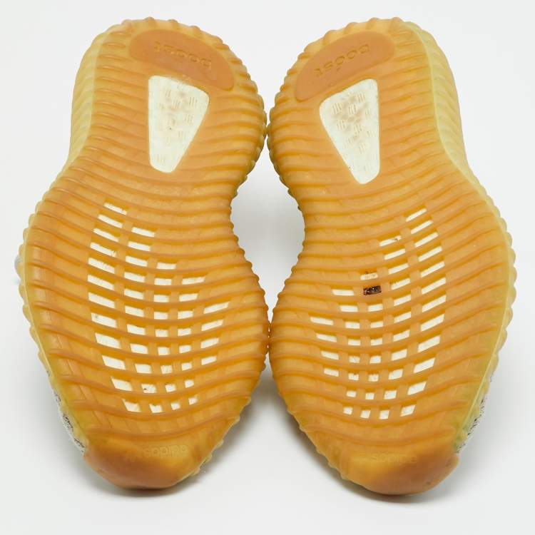 Pre Owned Yeezy x Adidas Grey Knit Fabric Boost 350 V2 Low Top Sneakers Size 38