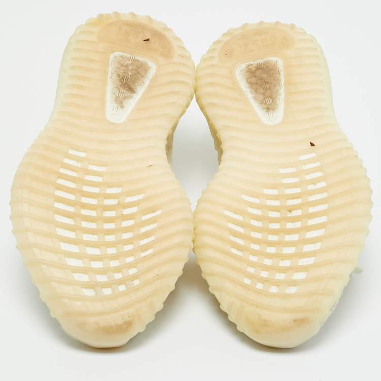 مملوكة مسبقًا Yeezy x Adidas White Knit Fabric Boost 350 V2 Bone Sneakers Size 38 2/3
