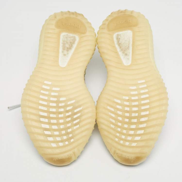 Pre Owned Yeezy x Adidas White/Grey Knit Fabric Boost 350 V2 Static Reflective Sneakers Size 38 2/3