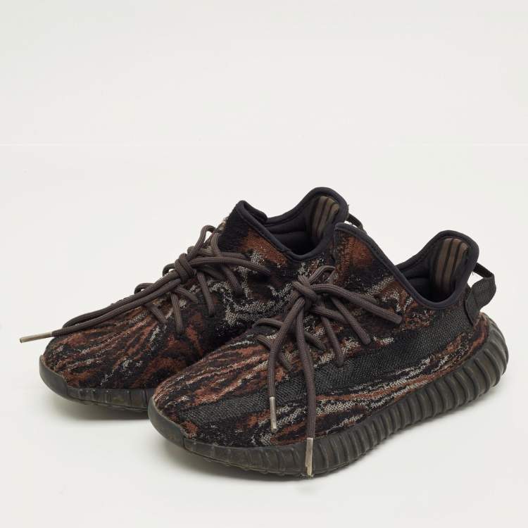 Pre Owned Yeezy x Adidas Brown Knit Fabric Boost 350 V2 MX Rock Sneakers Size 40