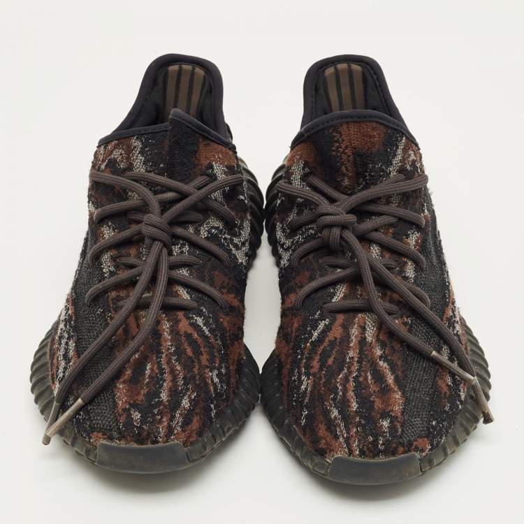 Pre Owned Yeezy x Adidas Brown Knit Fabric Boost 350 V2 MX Rock Sneakers Size 40