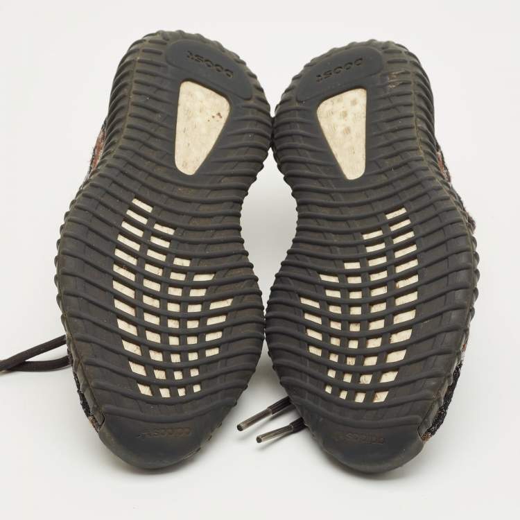 Pre Owned Yeezy x Adidas Brown Knit Fabric Boost 350 V2 MX Rock Sneakers Size 40