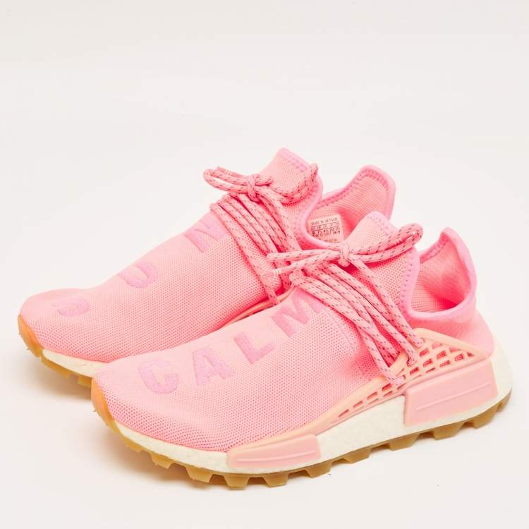 Pre Owned Yeezy x Adidas Pink Fabric NMD Lace Up Sneakers Size 41.5