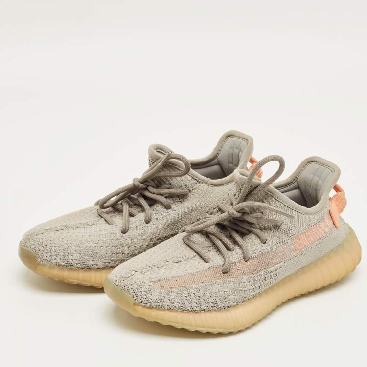Pre Owned Yeezy x Adidas Grey Knit Fabric Boost 350 V2 True Form Sneakers Size 38 2/3