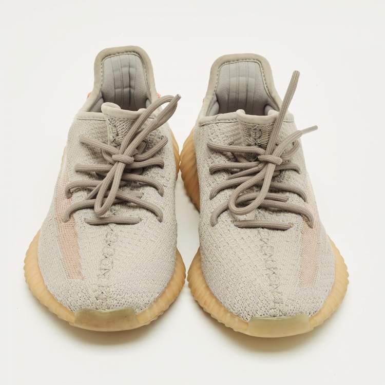 Pre Owned Yeezy x Adidas Grey Knit Fabric Boost 350 V2 True Form Sneakers Size 38 2/3