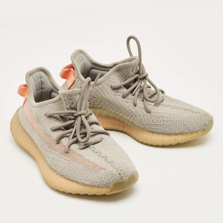 Pre Owned Yeezy x Adidas Grey Knit Fabric Boost 350 V2 True Form Sneakers Size 38 2/3