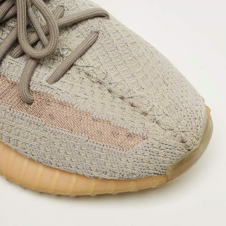 Pre Owned Yeezy x Adidas Grey Knit Fabric Boost 350 V2 True Form Sneakers Size 38 2/3