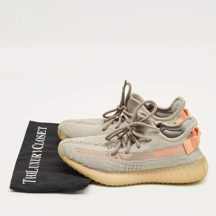 Pre Owned Yeezy x Adidas Grey Knit Fabric Boost 350 V2 True Form Sneakers Size 38 2/3
