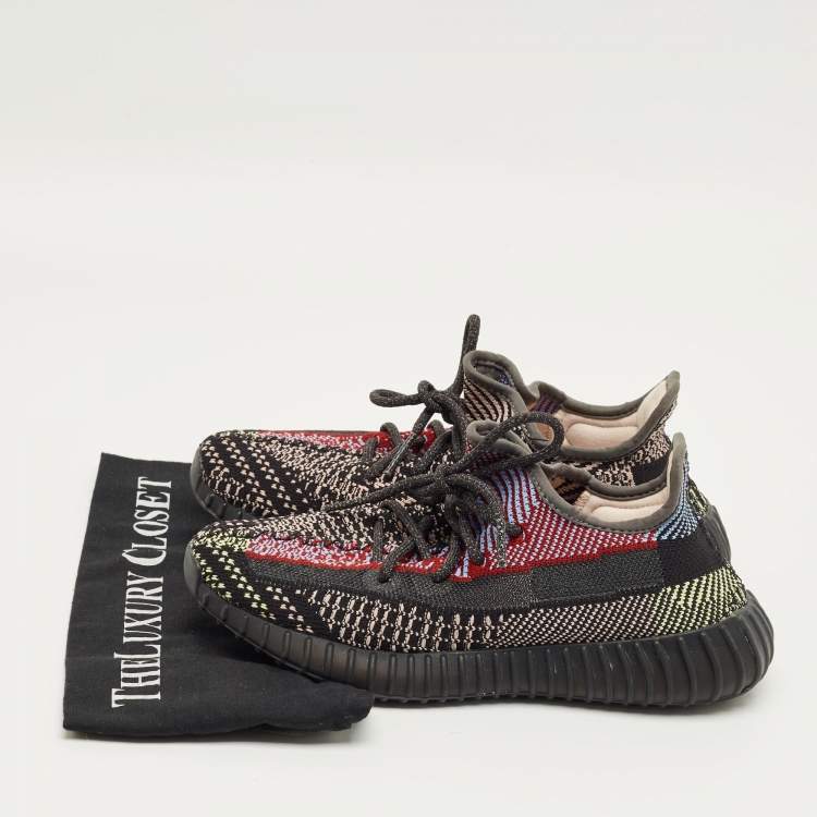 Pre Owned Yeezy x Adidas Multicolor Knit Fabric Boost 350 V2 Yecheil (Non-Reflective) Sneakers Size 38 2/3