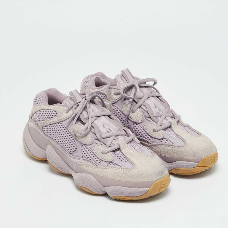 Pre Owned Yeezy x Adidas Purple Mesh and Suede 500 Soft Vision Sneakers Size 42