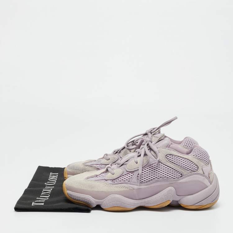 Pre Owned Yeezy x Adidas Purple Mesh and Suede 500 Soft Vision Sneakers Size 42