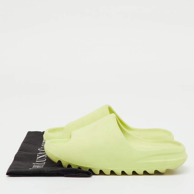 Pre Owned Yeezy x Adidas Neon Green Rubber Glow Green Slide Size 38