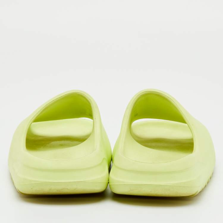 Pre Owned Yeezy x Adidas Neon Green Rubber Glow Green Slide Size 38