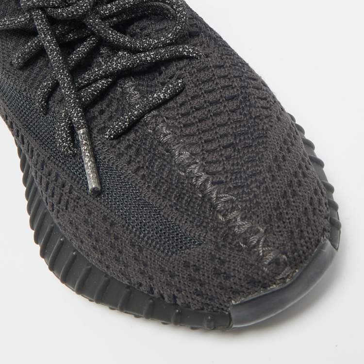 Pre Owned Yeezy x Adidas Black Knit Fabric Boost 350 V2 "Cinder" Low Top Sneakers Size 38 2/3