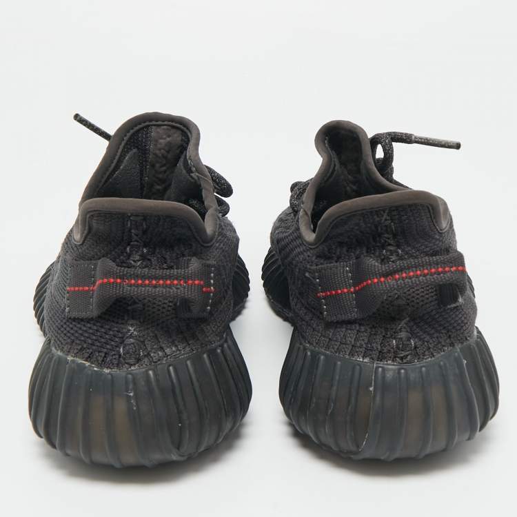 Pre Owned Yeezy x Adidas Black Knit Fabric Boost 350 V2 "Cinder" Low Top Sneakers Size 38 2/3
