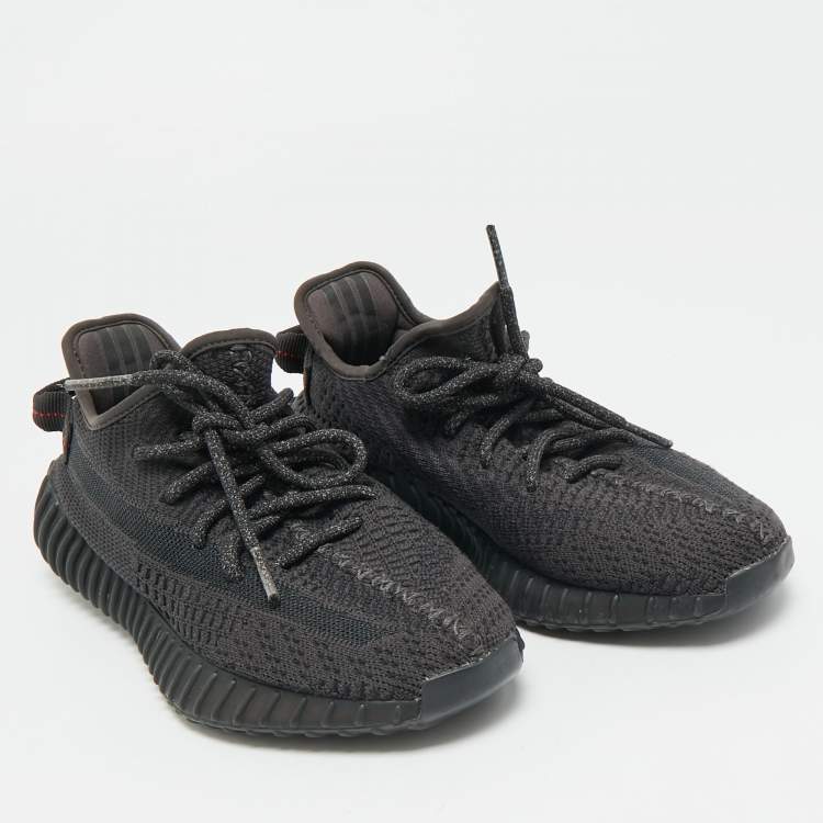 Pre Owned Yeezy x Adidas Black Knit Fabric Boost 350 V2 "Cinder" Low Top Sneakers Size 38 2/3