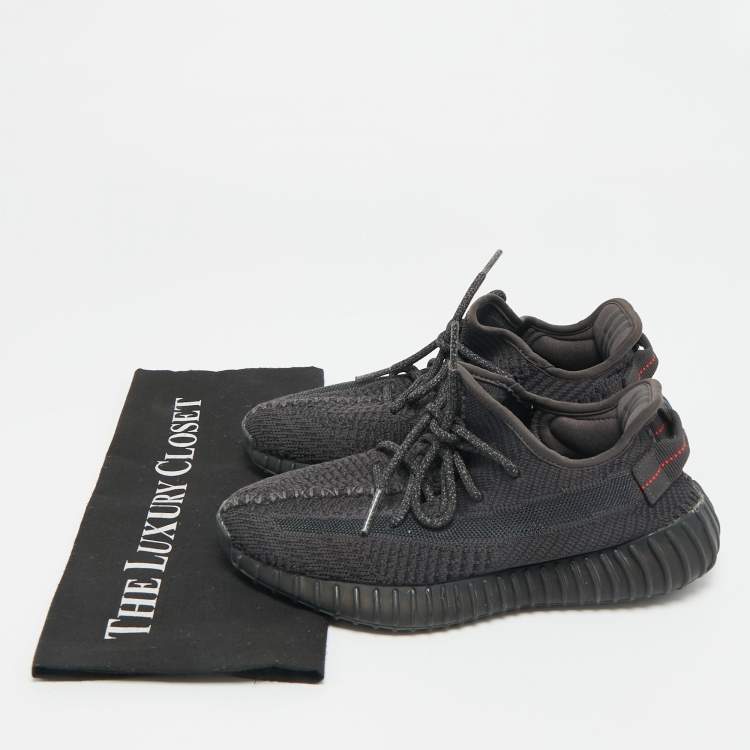Pre Owned Yeezy x Adidas Black Knit Fabric Boost 350 V2 "Cinder" Low Top Sneakers Size 38 2/3