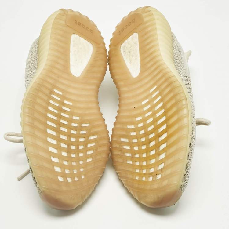Pre Owned Yeezy x Adidas Pale Green Knit Fabric Boost 350 V2 Citrin (Non-Reflective) Sneakers Size 41 1/3