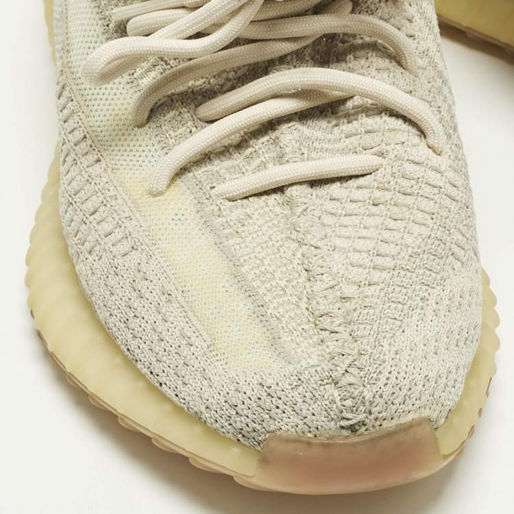 Pre Owned Yeezy x Adidas Pale Green Knit Fabric Boost 350 V2 Citrin (Non-Reflective) Sneakers Size 41 1/3