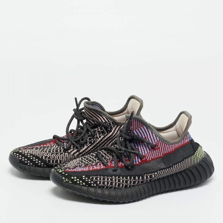 Pre Owned Yeezy x Adidas Boost 350 V2 Yecheil (Non-Reflective) Size 39 1/3 Multicolor Knit Fabric Low Top Sneakers
