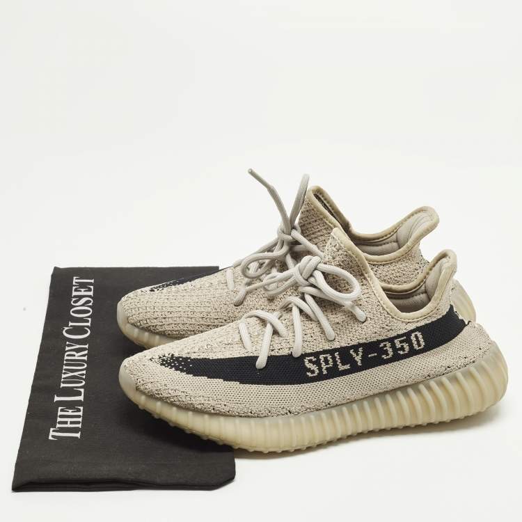 Pre Owned Yeezy x Adidas Boost 350 V2 Slate Size 40 Grey/Black Knit Fabric Low Top Sneakers