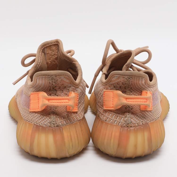Pre Owned Yeezy x Adidas Boost 350 V2 Clay Size 36.5 Brown Knit Fabric Low Top Sneakers