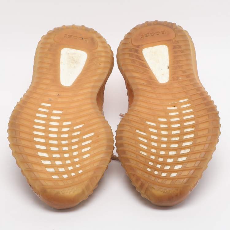 Pre Owned Yeezy x Adidas Boost 350 V2 Clay Size 36.5 Brown Knit Fabric Low Top Sneakers