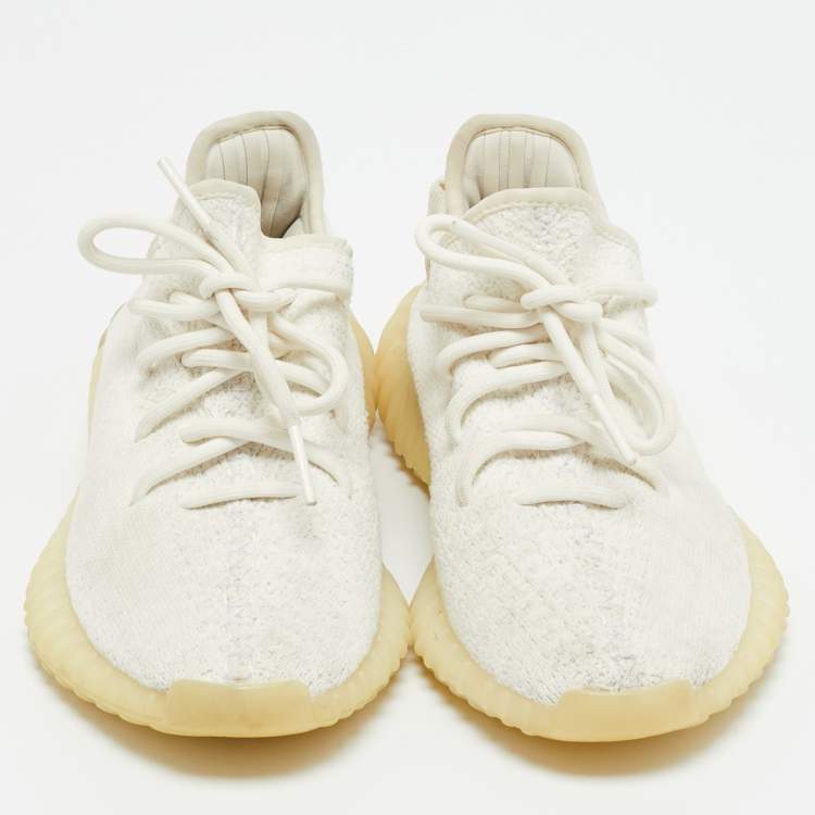 مملوكة مسبقًا Yeezy x Adidas Boost 350 V2 Size 37.5 White Knit Fabric Low Top Sneakers