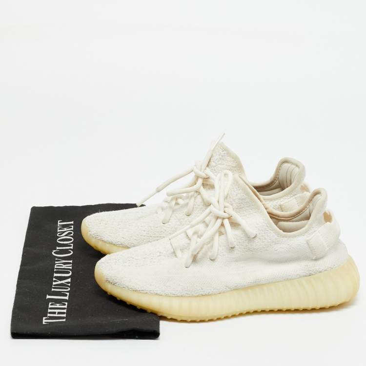 مملوكة مسبقًا Yeezy x Adidas Boost 350 V2 Size 37.5 White Knit Fabric Low Top Sneakers
